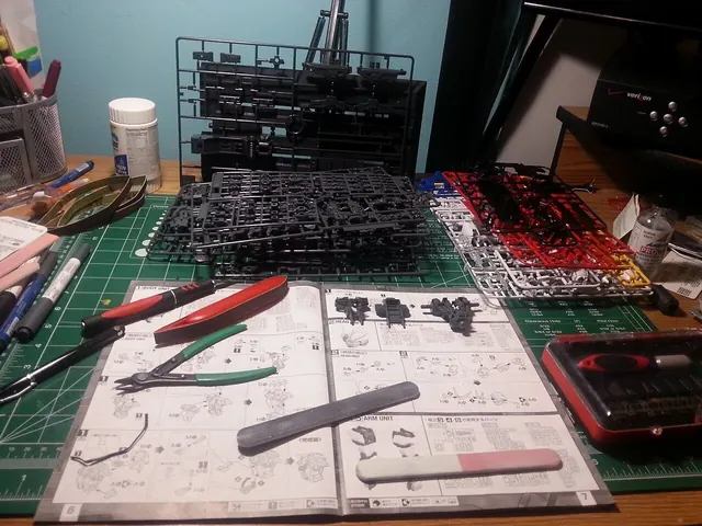 Gundam model kit part with dark panel lines